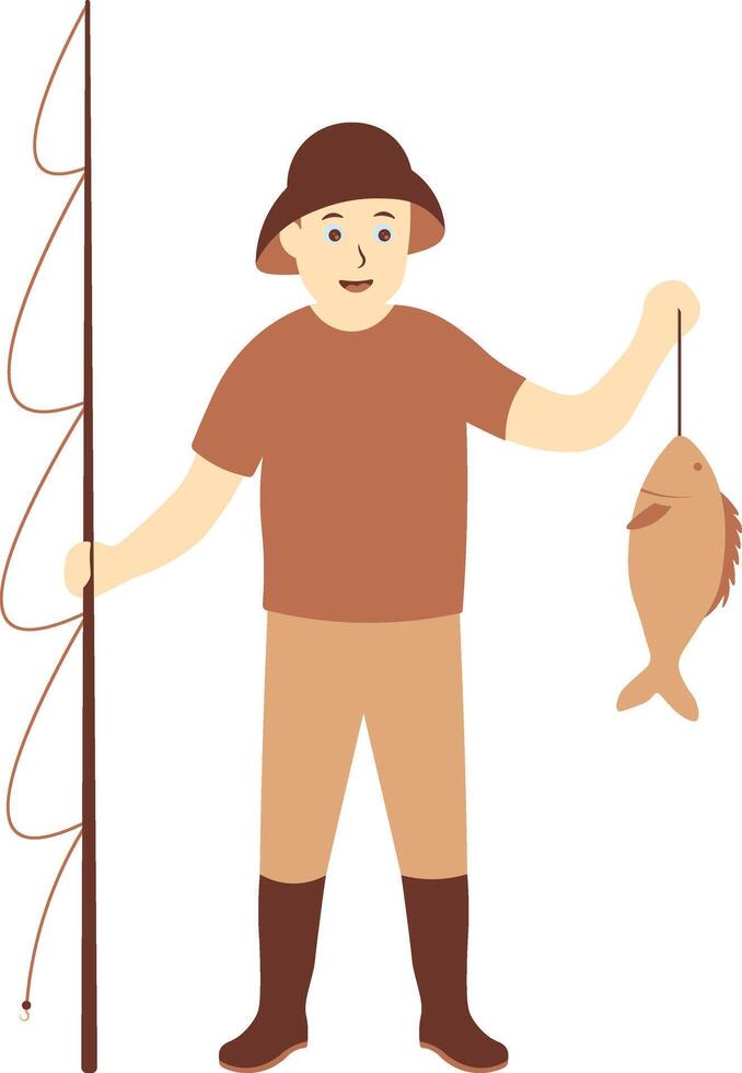 Fisherman Holding Fish vector