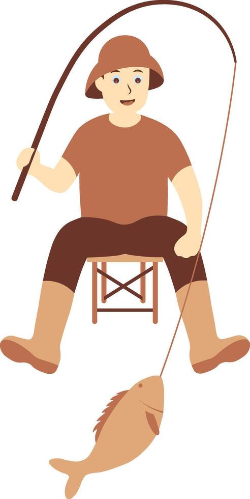 Fisherman with Sitting Pose vector