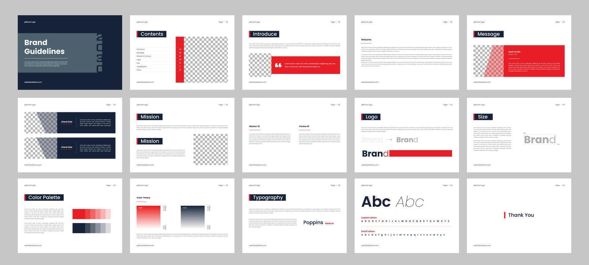 Simple and minimal brand guidelines layout design vector
