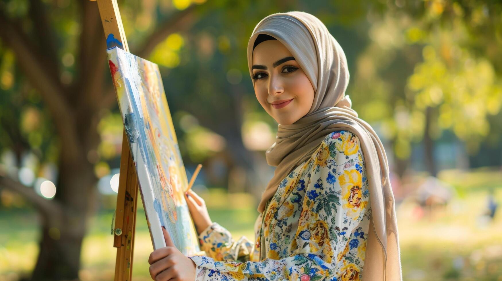 Woman Painting in Nature. photo