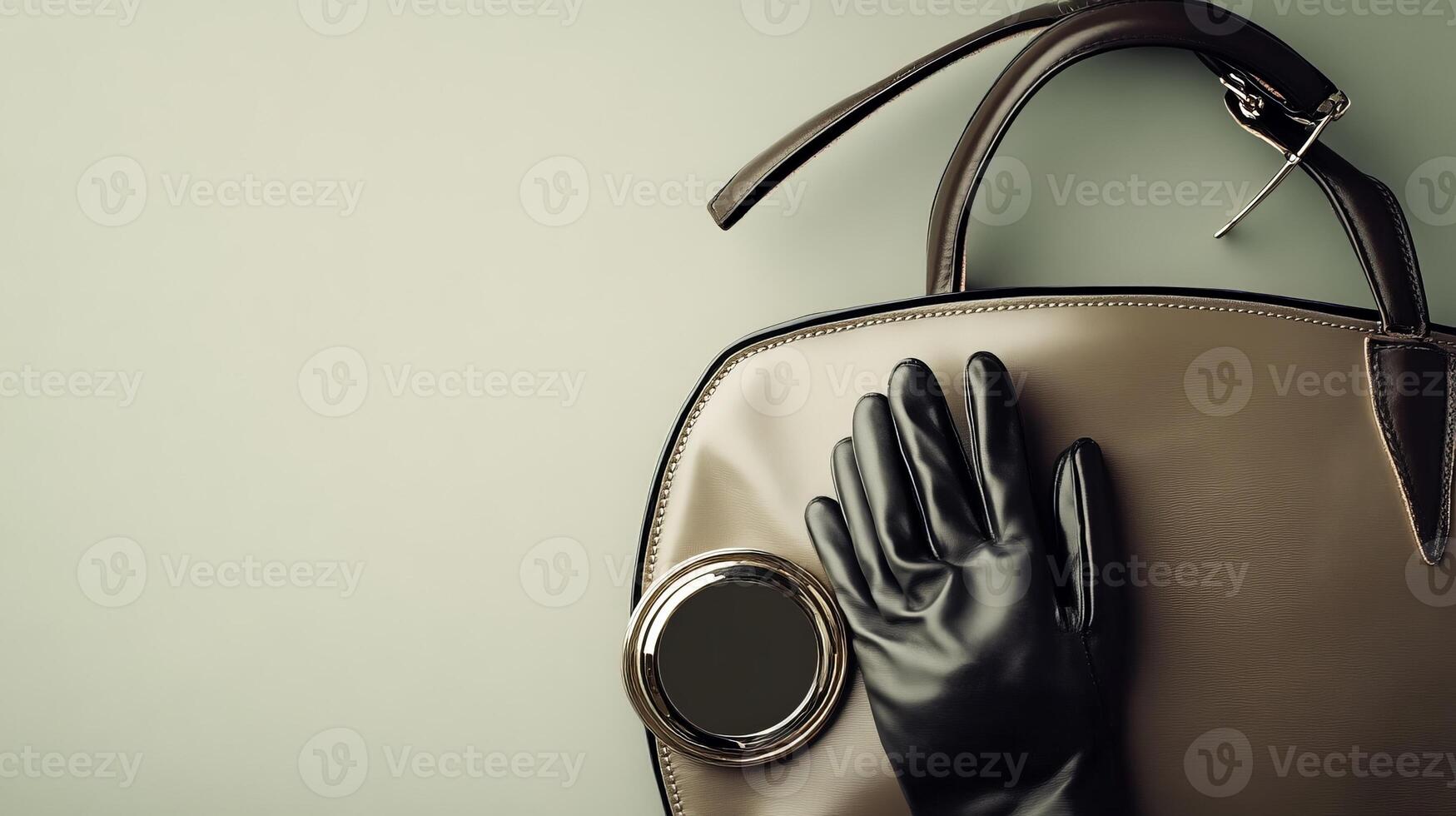 Elegant Leather Handbag and Gloves. photo