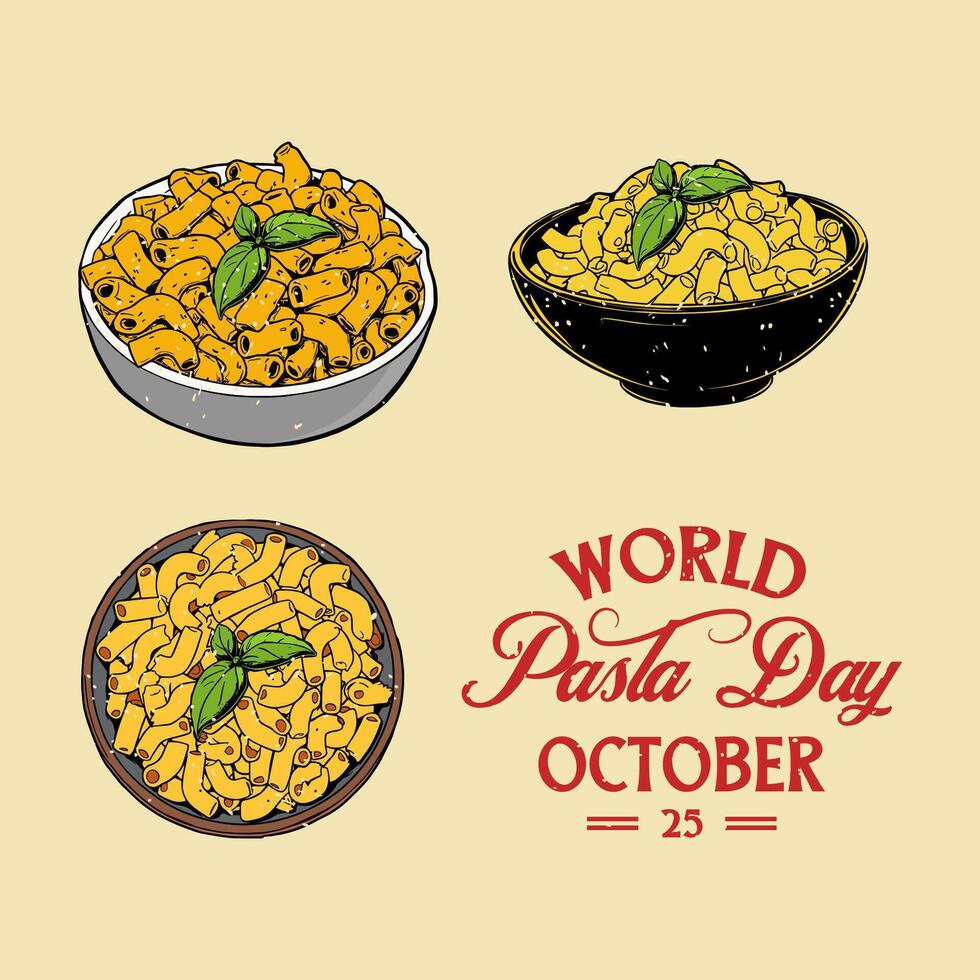 Set of macaroni cheese colorful. Pasta day vector