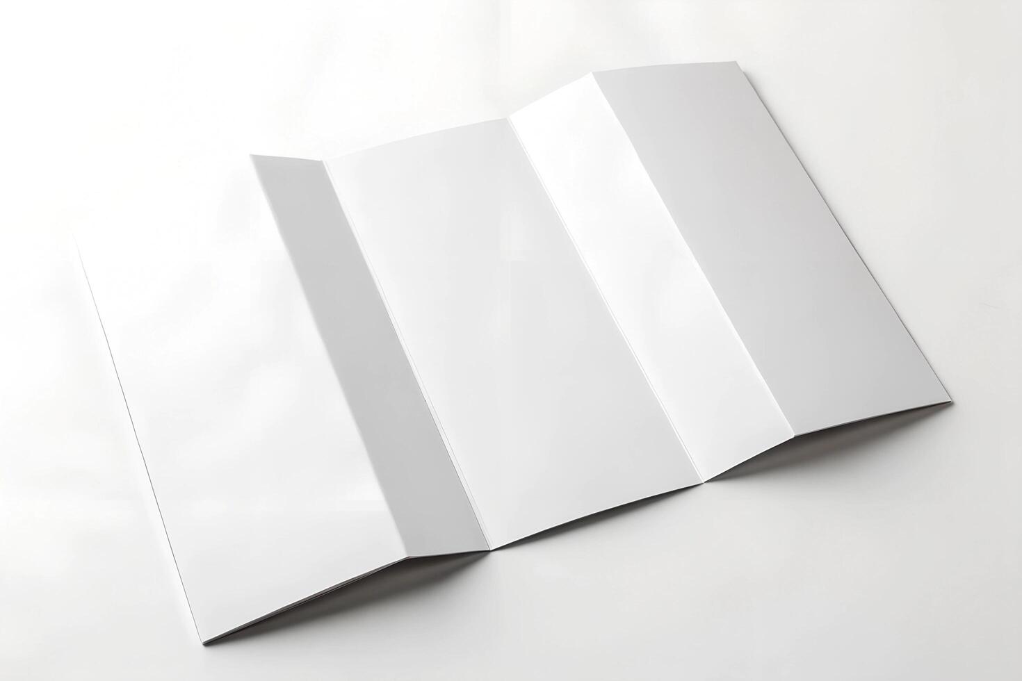 White A4 trifold paper brochure mockup, Blank tempelate, Leaflet, Pamphlet, Flyer, Booklet, Catalog empty mock-up photo