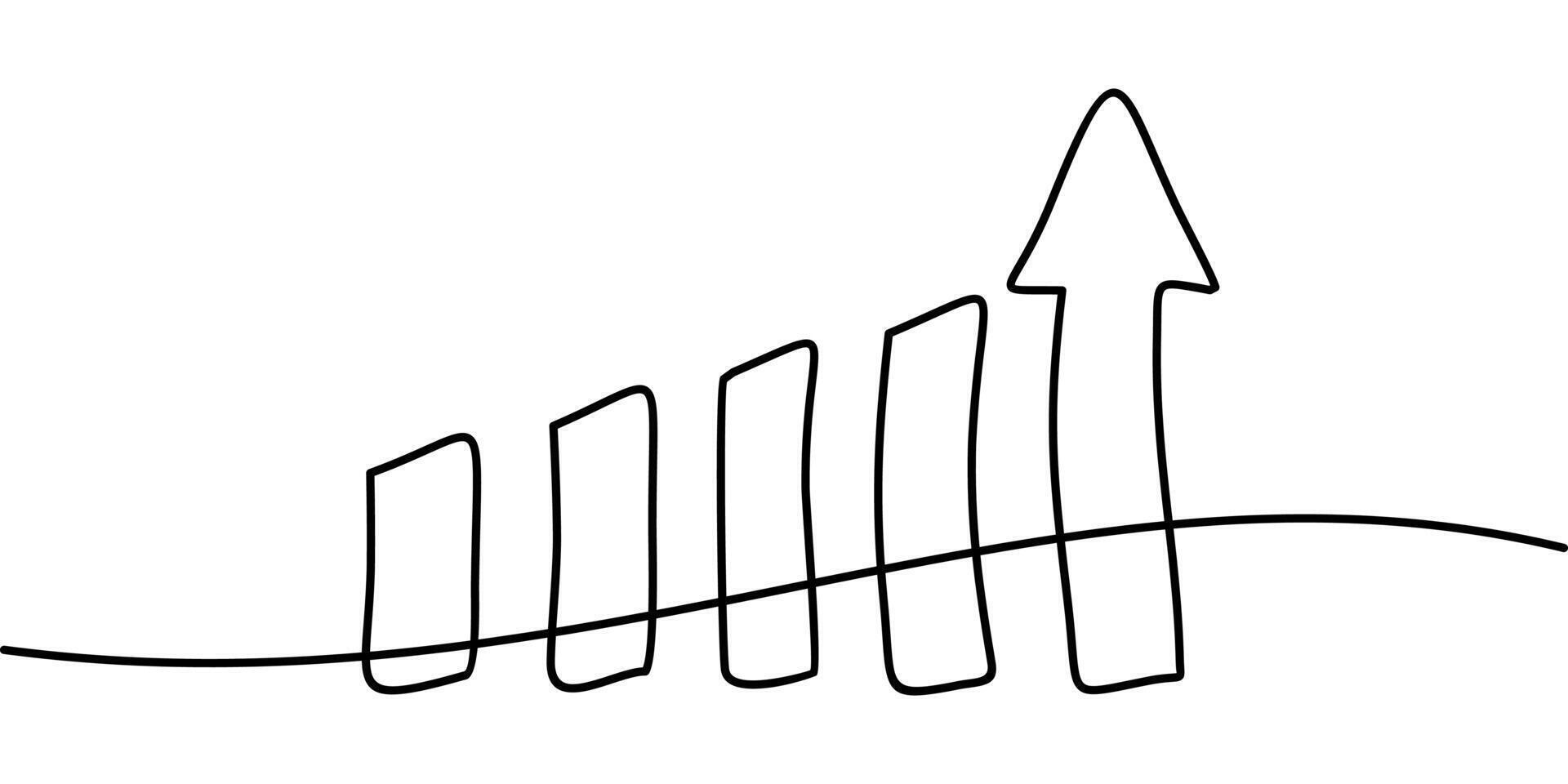 continuous line drawing growth chart symbol. abstract line art illustration vector