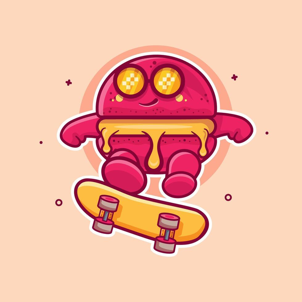 cool macaron food character mascot playing skateboard isolated cartoon vector