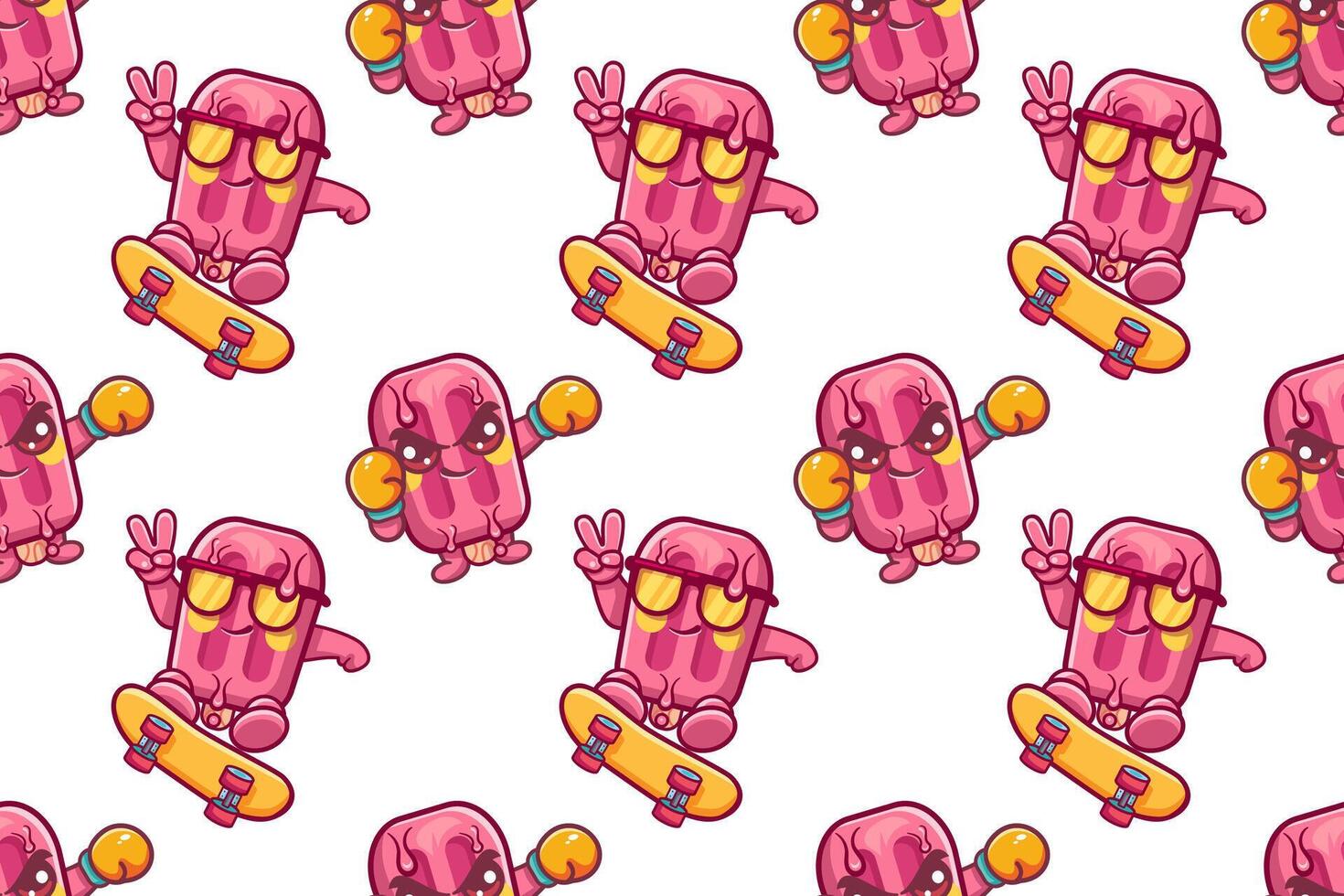 ice cream food character seamless pattern illustration background vector