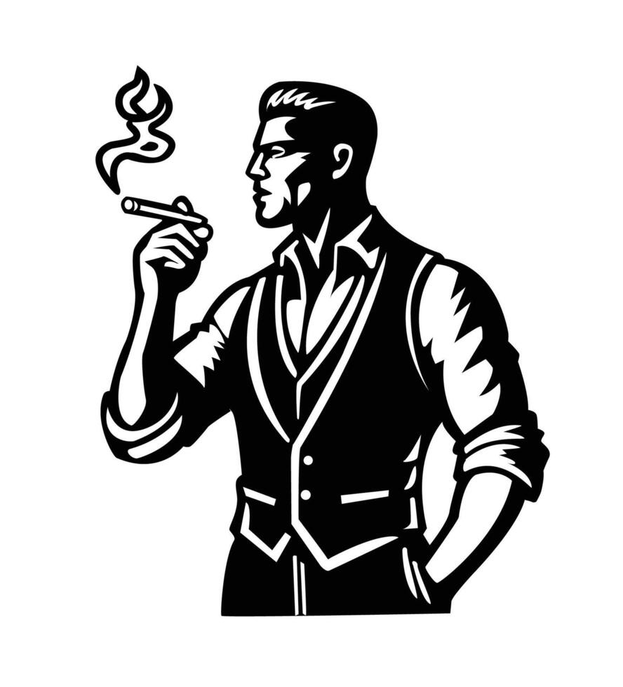 a man in dapper clothes, holding a cigar vector