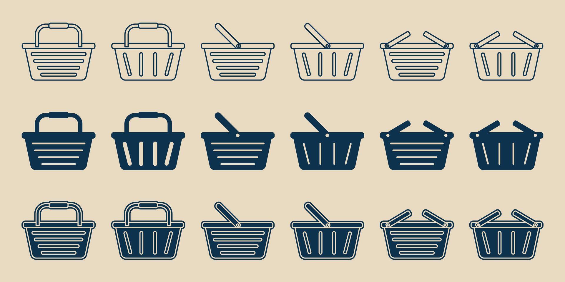 set laundry basket icon logo simple illustration design graphic template vector