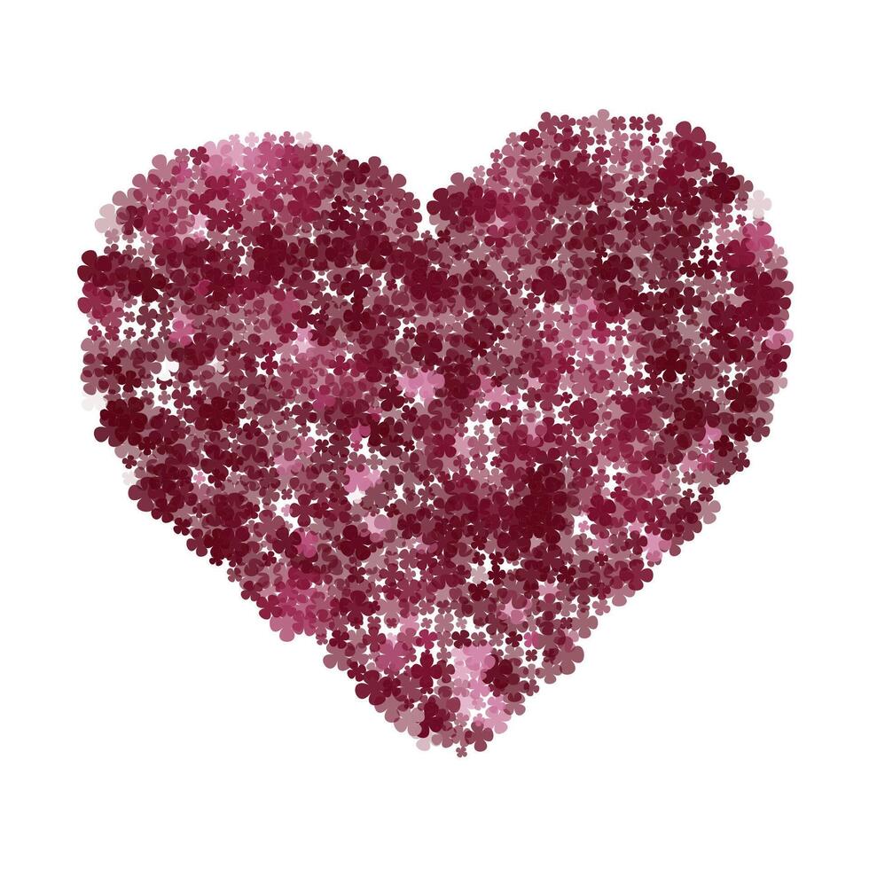 Heart shape formed by a cluster of four leaf shapes creating a cohesive and vibrant design. Perfect for graphic design applications such as posters, flyers, or invitations, digital artwork. vector