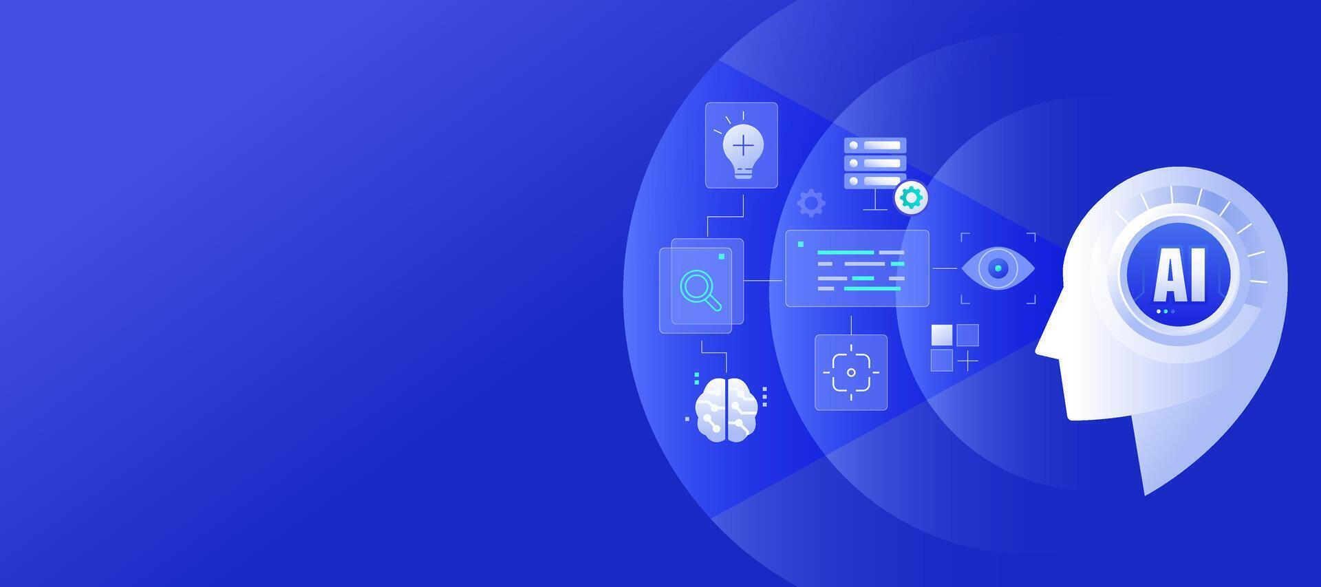 Agentic AI Workflow Automation, Artificial intelligence AI driven decision-making concept illustration Banner vector