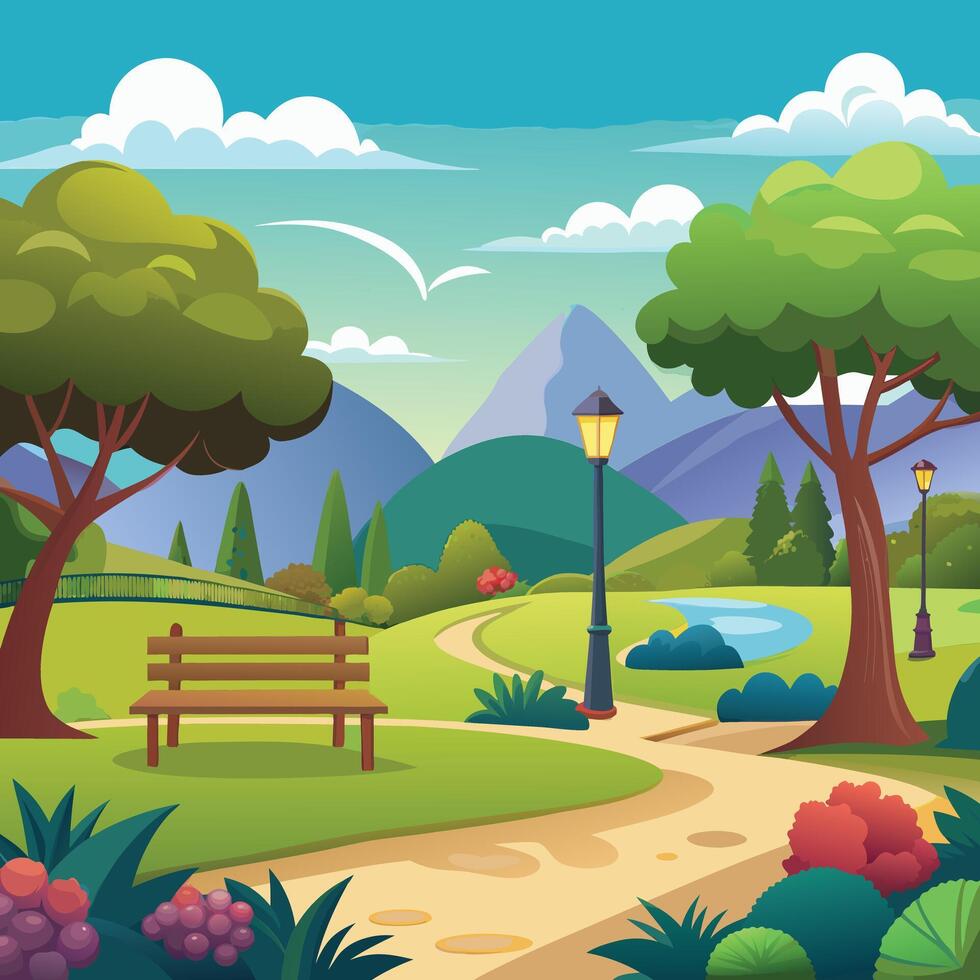 Landscape with trees and road vector