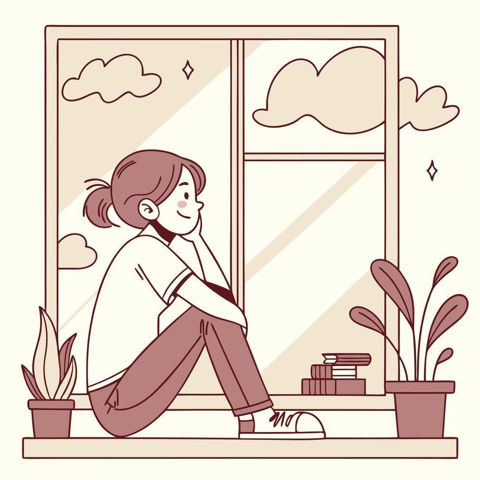 Stay at home concept illustration vector