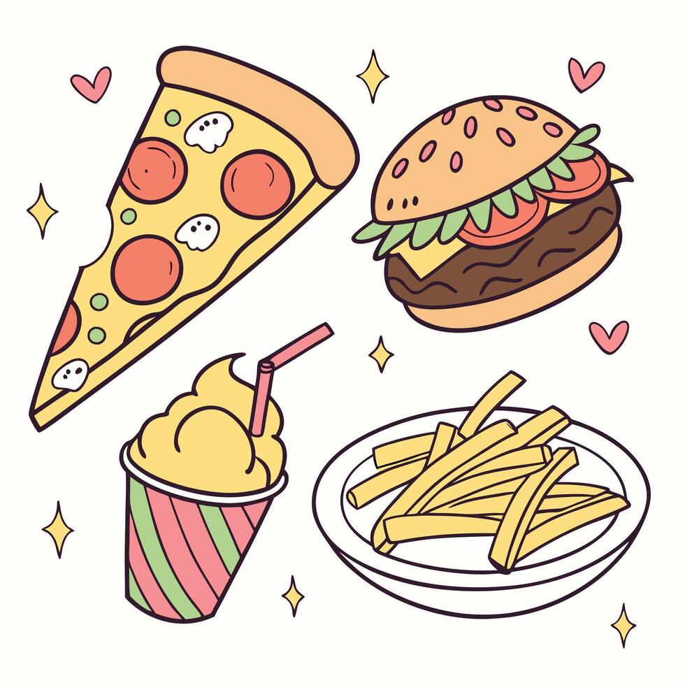 Fast Food Round Composition illustration vector