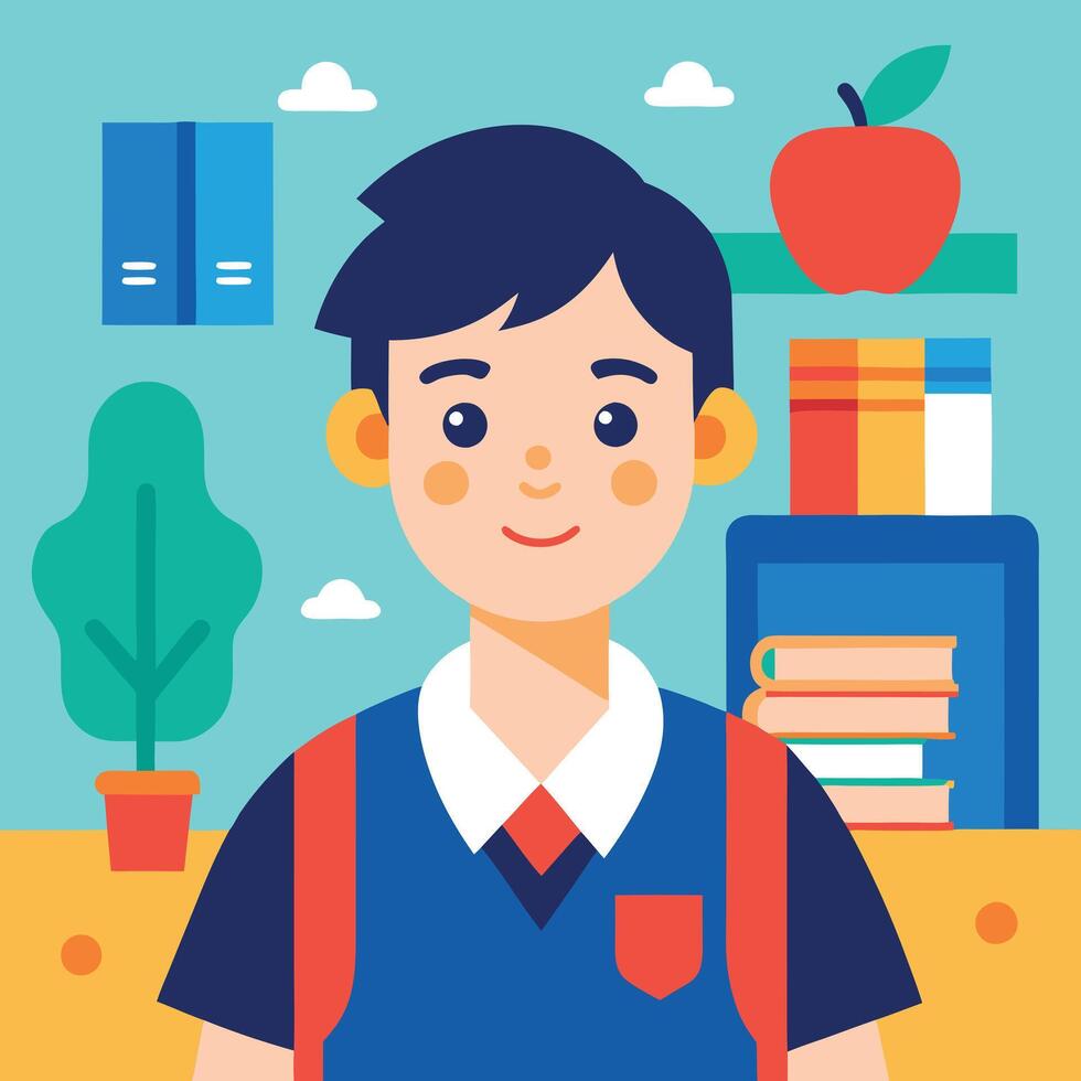 Happy little boy in camping outfit with backpack vector