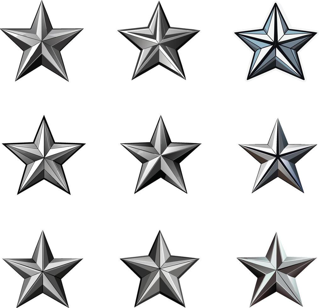 Black and grey stars set vector