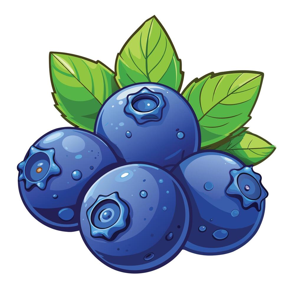 Cute blueberry cartoon Hand drawn fruit concept icon design Isolated white background vector
