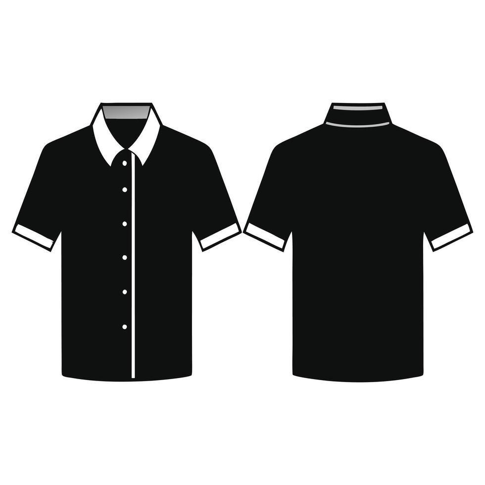 Basic black male tshirt realistic mockup Front and back view Blank textile print template clothing vector