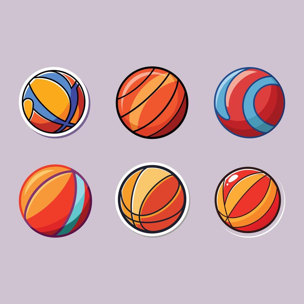 Set of basket ball in different colors vector