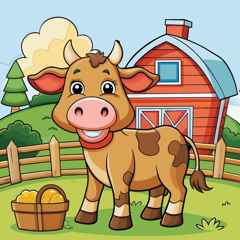 Cheerful Cartoon Cow Illustration vector