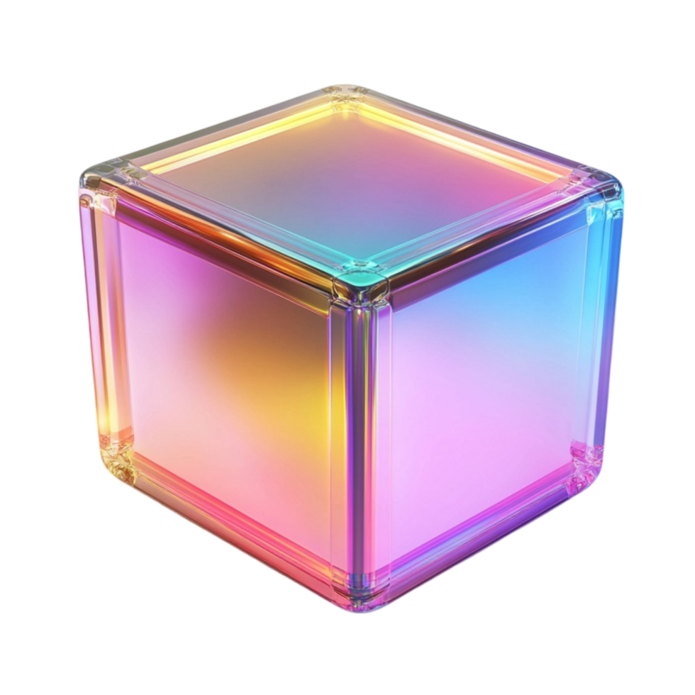 3D Cube with Rainbow Effect png