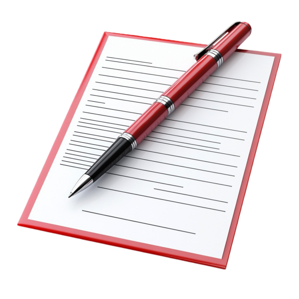 Pen on Paper with Blank Sheet of Paper png