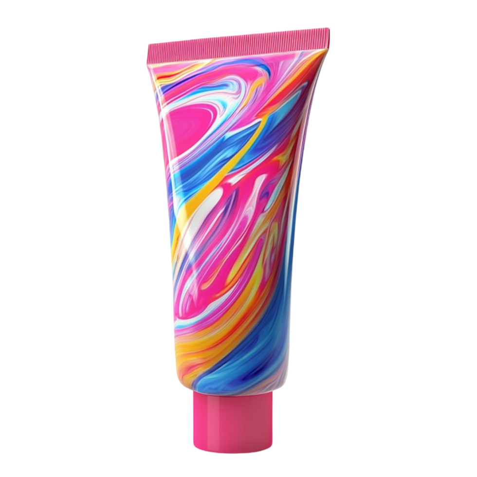 Tube of Pink and Blue Liquid with Swirl Pattern png