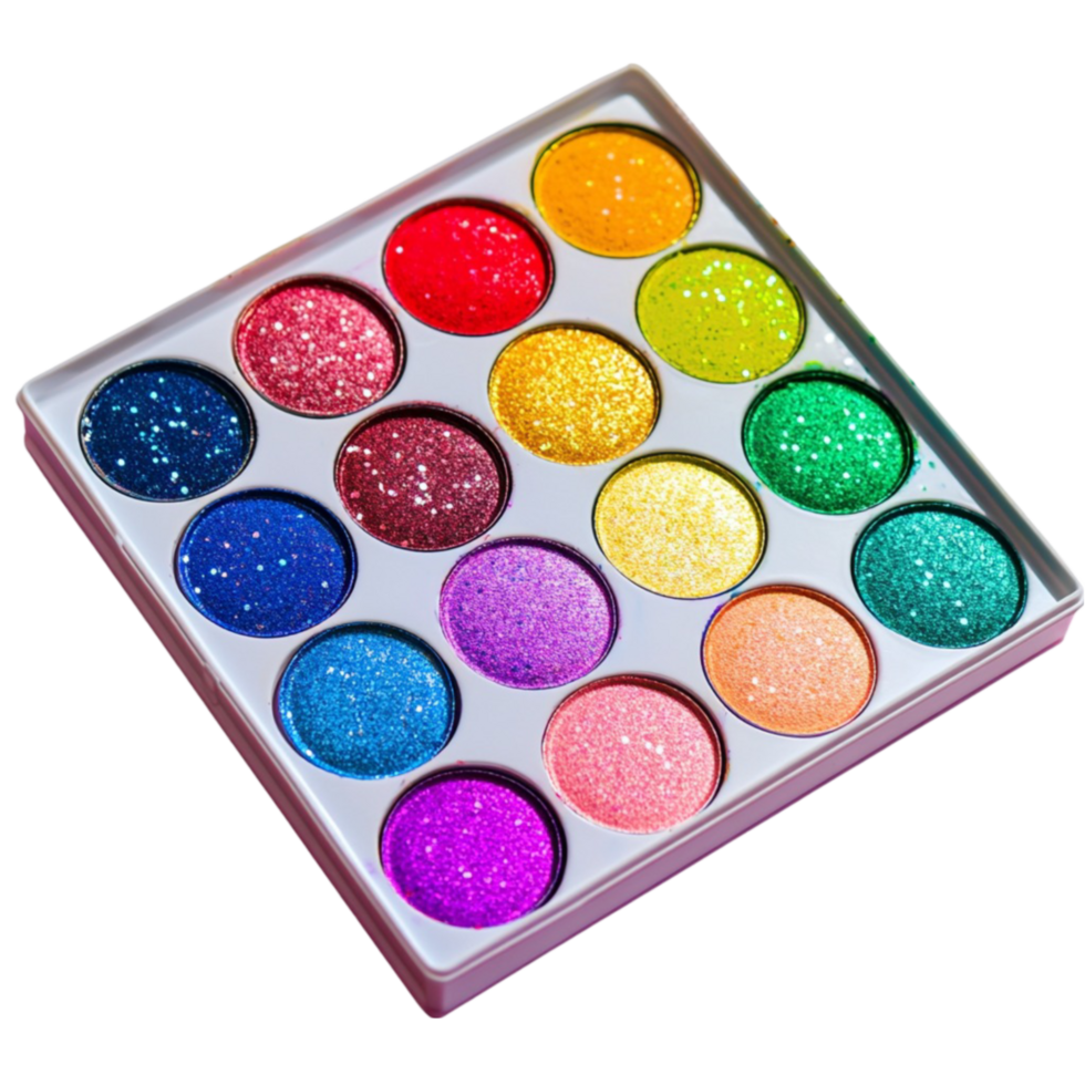 Box of Colorful Glitter Eyeshadow in White Box png