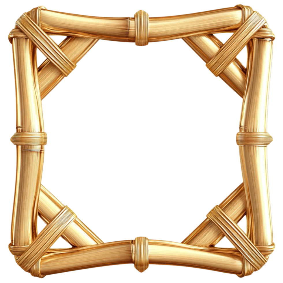 Handcrafted Golden Bamboo Border png