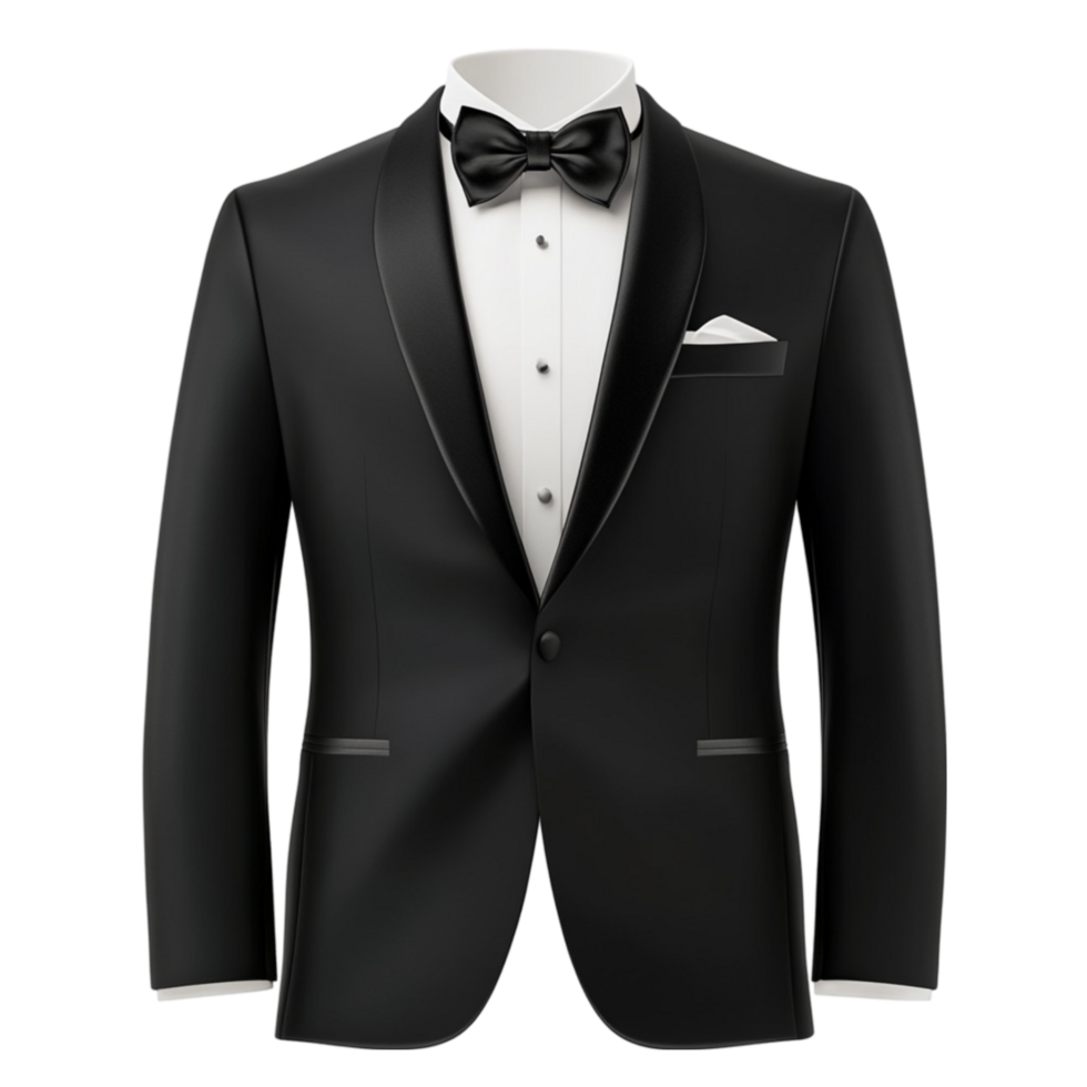 Black Tuxedo with Bow Tie on Transparent Background png
