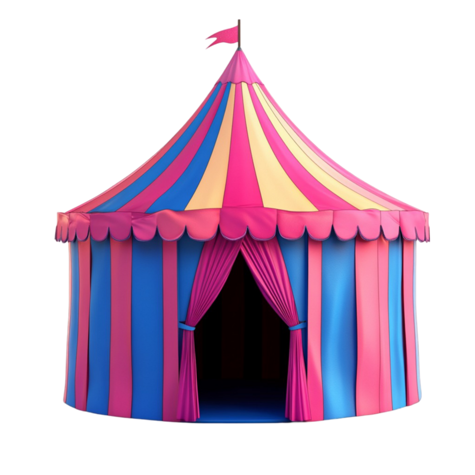 Circus Tent with Pink and Blue Striped Top png