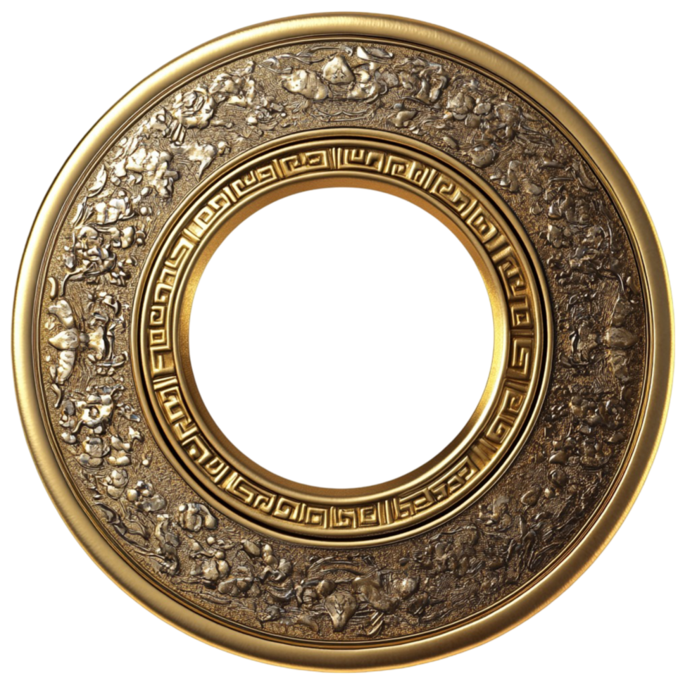 Circular Gold Frame with Intricate Patterns png
