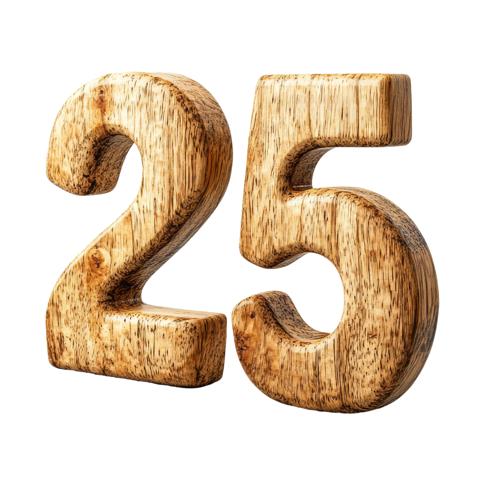 Handcrafted birch numbers display natural wood decor png