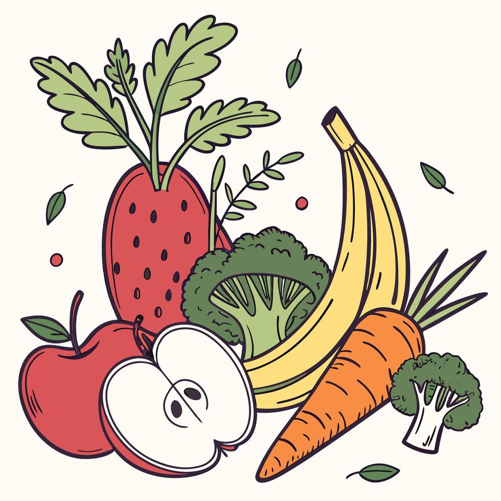 Vegetables And Fruits Collection vector