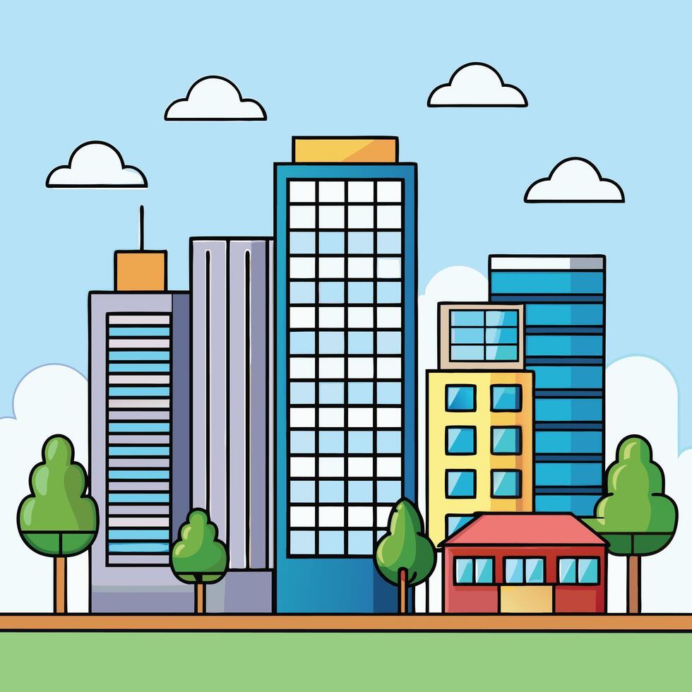 Flat Line design graphic image concept, website elements layout of Urban Landscape. vector