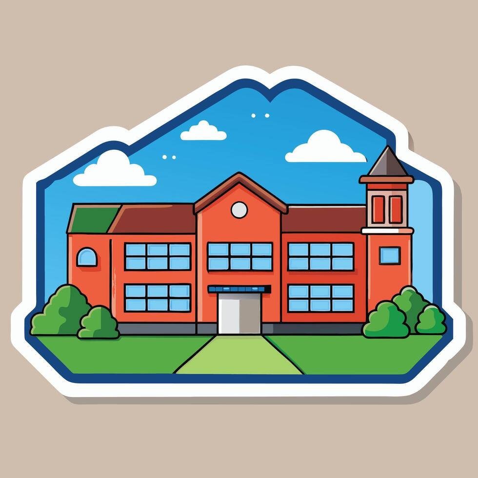Large school building scene vector