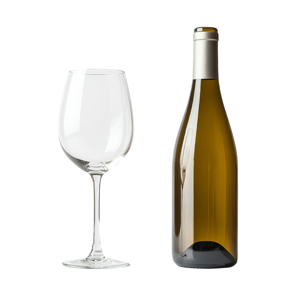 Elegant wine glass and bottle display studio setting png