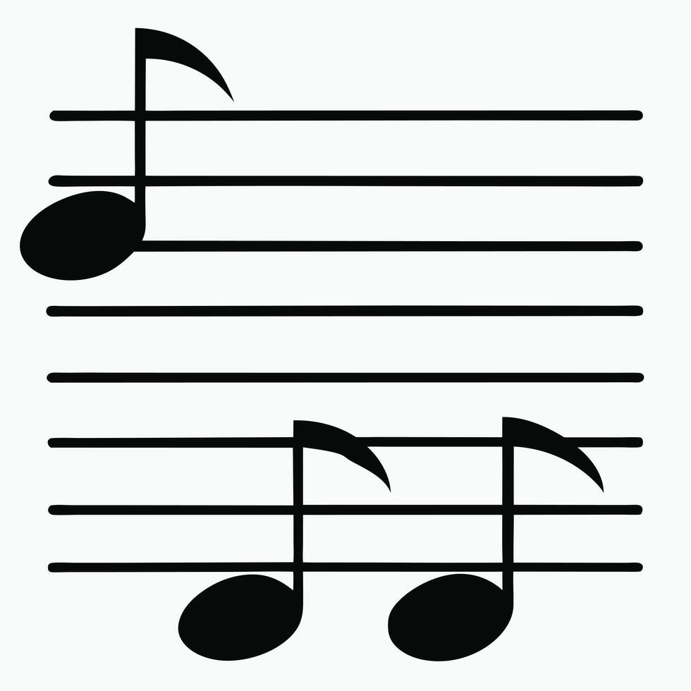 Musical notes staff set black and white abstract music designs vector