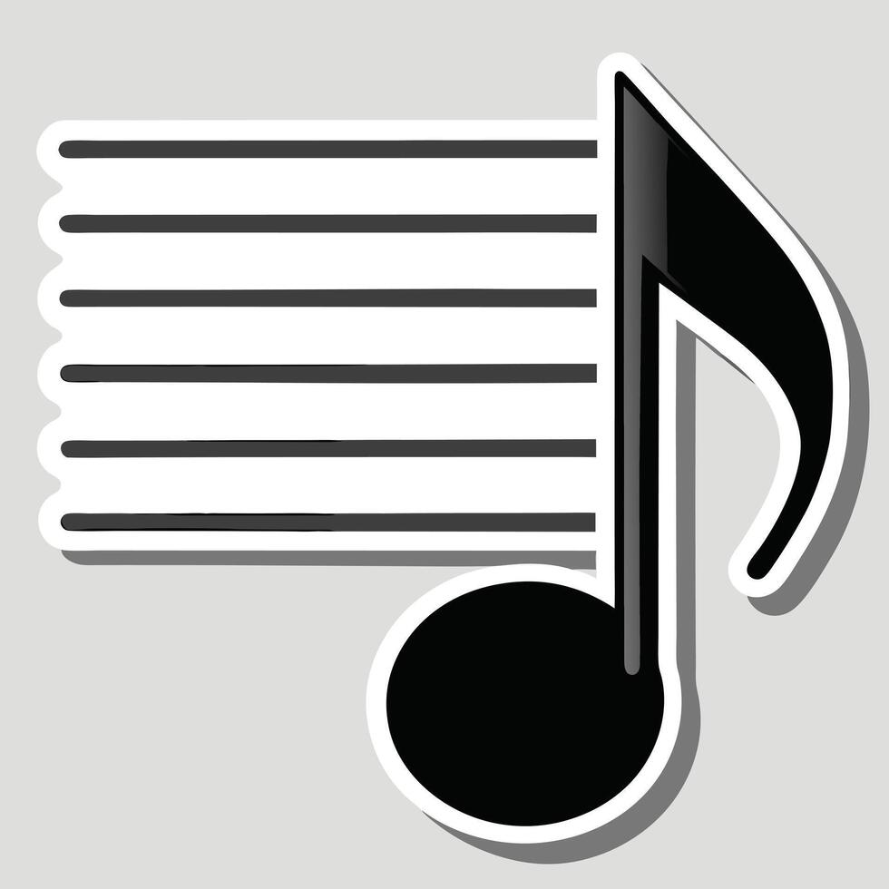 A black and white picture of a musical note with a musical note on it vector