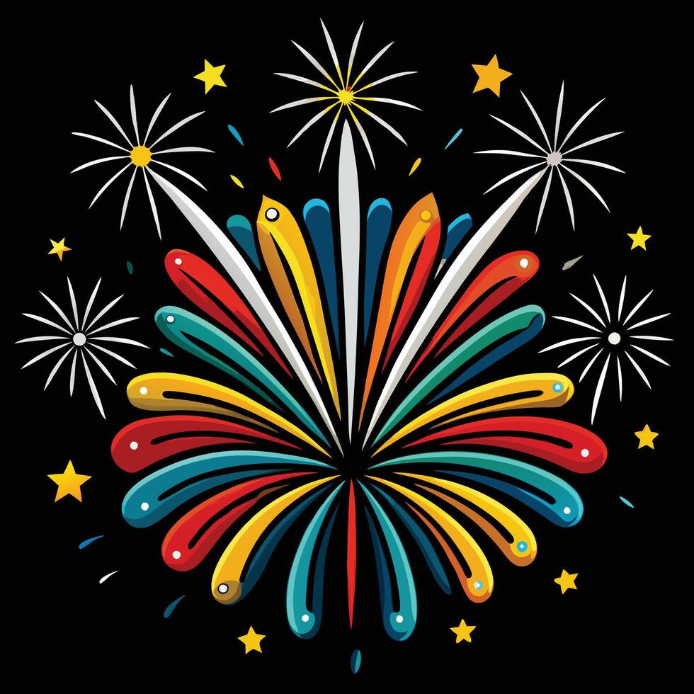 Firework starburst hand drawn illustration vector