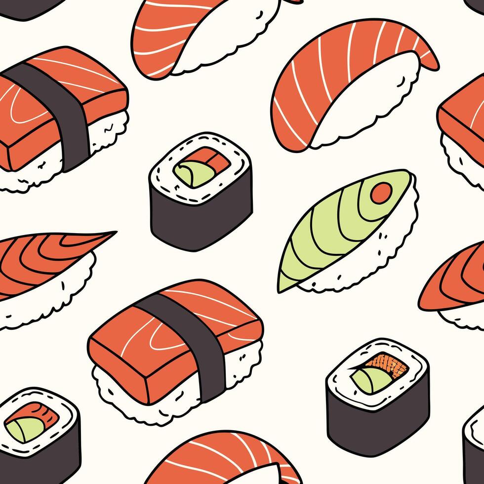 Japan food set,different types of sushi on white background. Nigiri sushi. vector