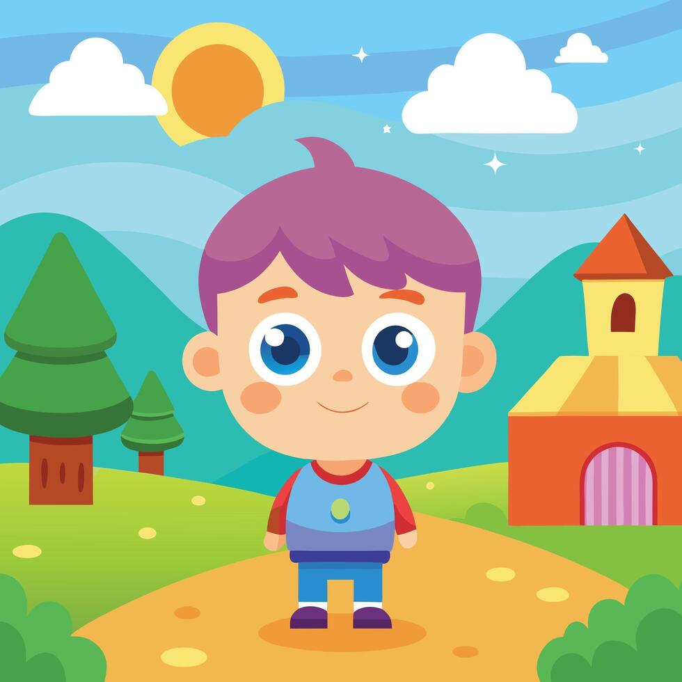 A smiling boy with beautiful nature vector