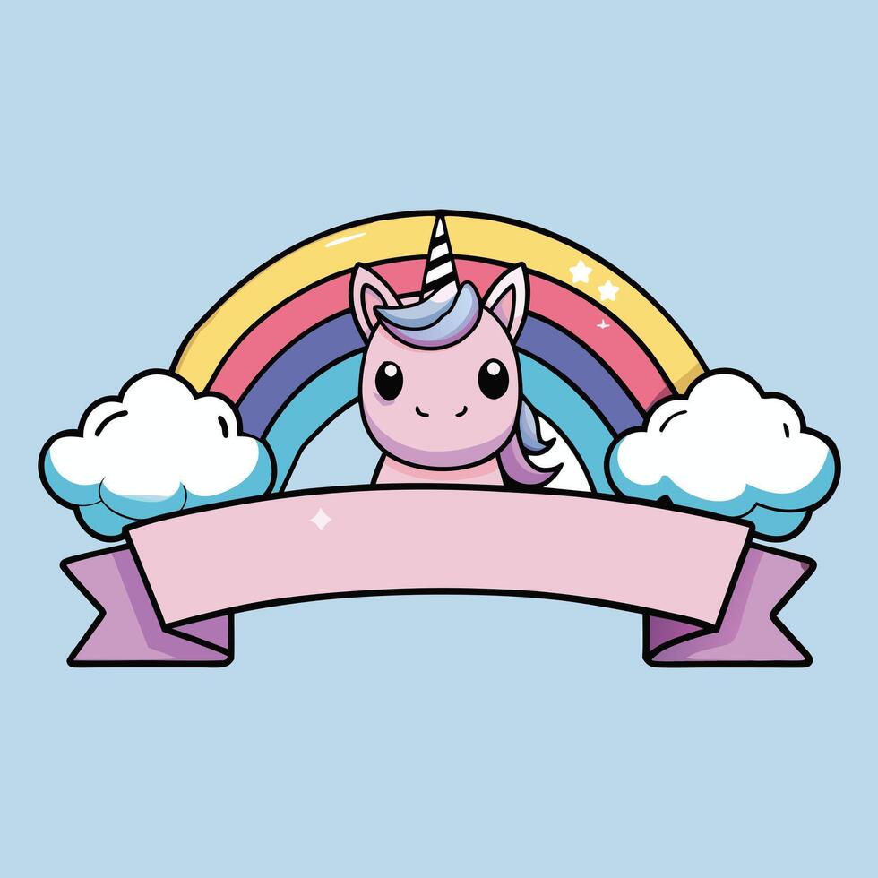 Birthday invitation with cute unicorn sketch vector