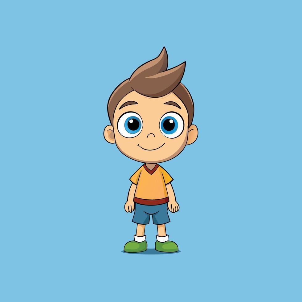 A Young Boy on Blue Background vector