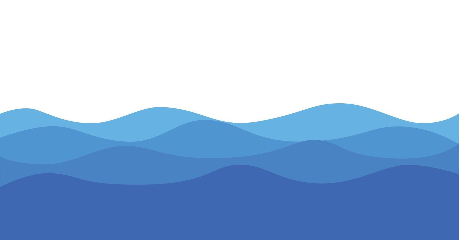 Blue sea waves layer background. summer sea banner vector