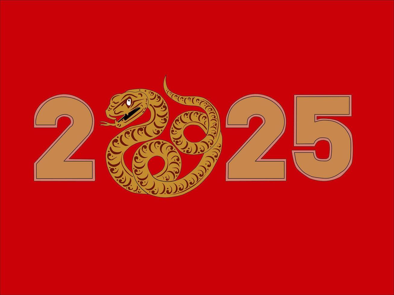 illustration of the number 2025 with a snake as a substitute for zero vector