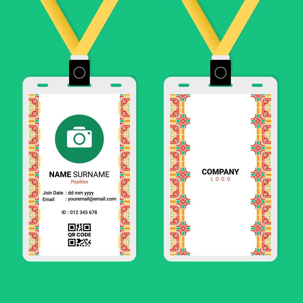 ID Card Design with Geometric Chinese Ornament on The Side vector