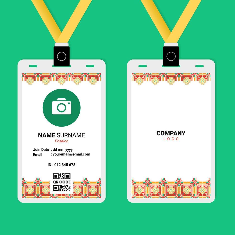 ID Card Design with Chinese Geometric Ornament on Top and Bottom vector
