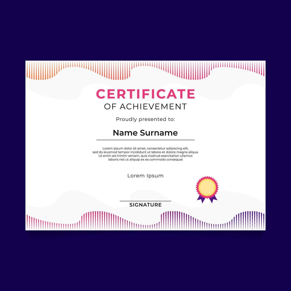 Certificate Design with Abstract Aurora Frame Effect vector