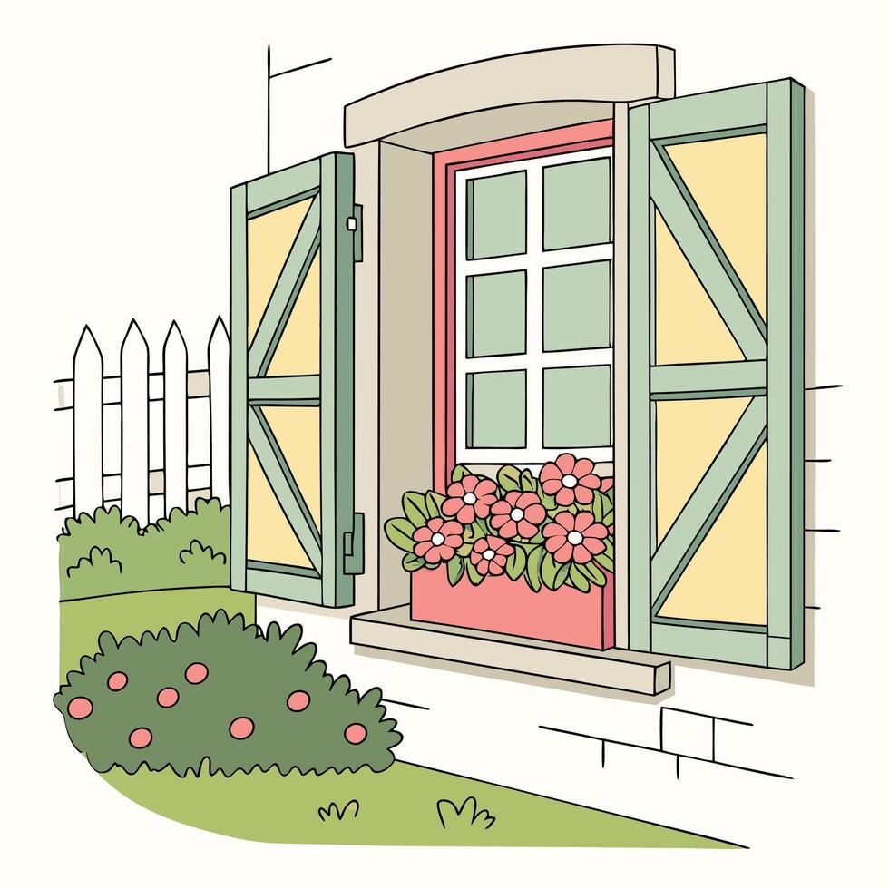 Open white window on bright sunny day vector