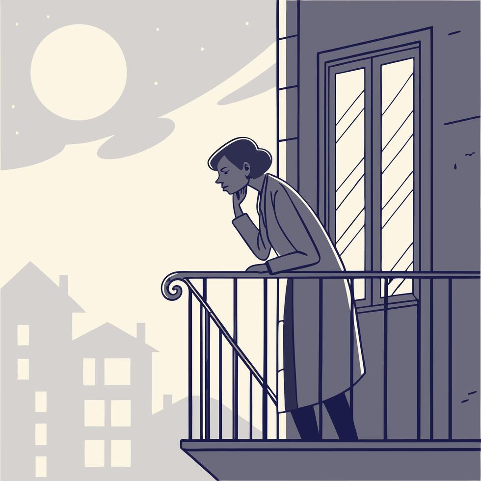 Staycation at home balcony vector